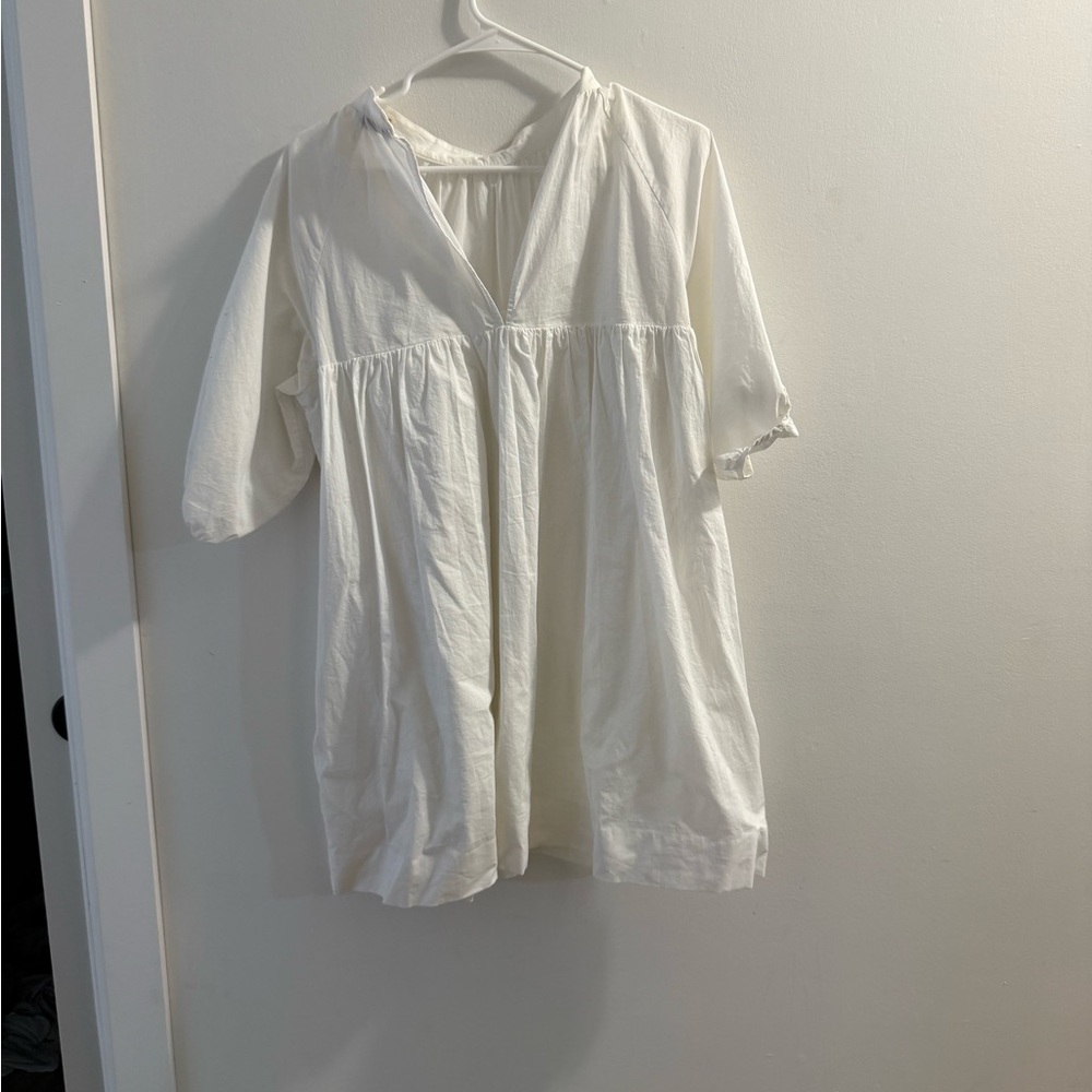 White V-Neck Dress
